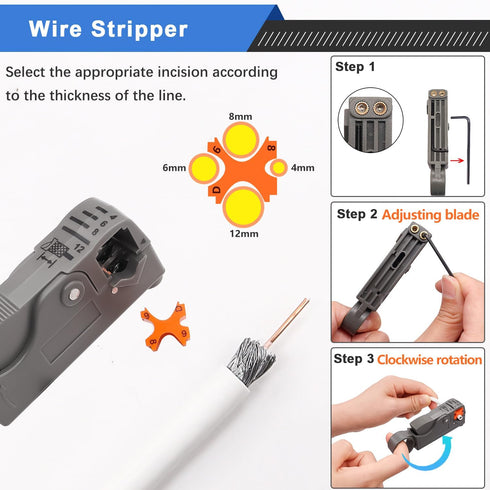 mxuteuk RG59 RG6 Coax Cable Crimper Tool Kit, Coaxial Compression Tool Fitting Wire Stripper with 25pcs RG6 Connectors