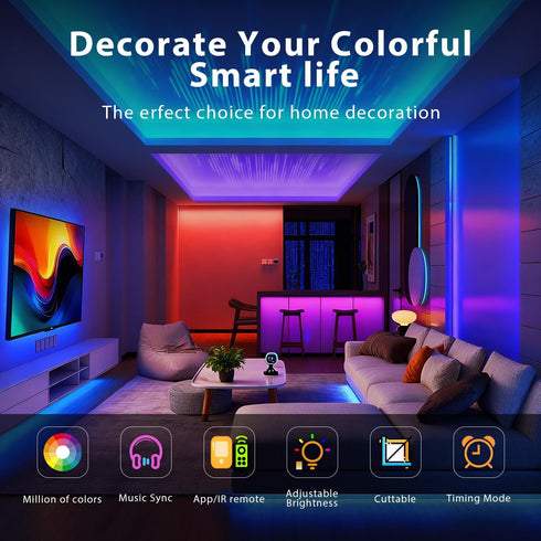 300 (3 100ft), DAYBETTER Led Strip Lights ft Rolls of Smart Led Light Strips with Remote and App Control, Music Sync