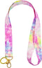 LNKRE JEWELRY Pink Rainbow Lanyard Keychain - Premium Soft Cotton Fabric Neck Lanyards with Metal Clasp for Women,
