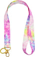 LNKRE JEWELRY Pink Rainbow Lanyard Keychain - Premium Soft Cotton Fabric Neck Lanyards with Metal Clasp for Women,