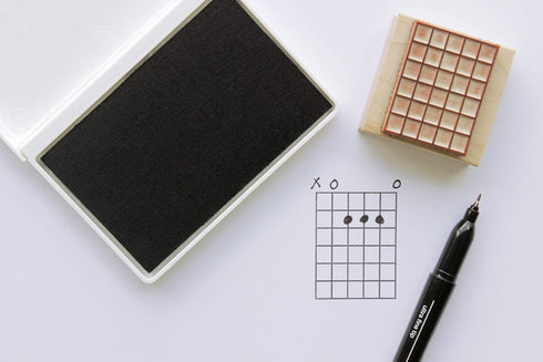 ExcelMark Wooden Rubber Stamp - Guitar Chord Chart, 5 Frets