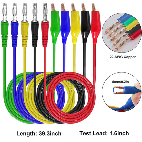 31PCS Back Probe Kit, Banana Plug to Copper Alligator Clips Test Leads with Wire Piercing Probes Set