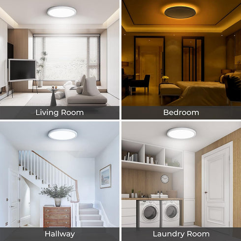 12in Dimmable 2400LM 3000K/4000K/5000K Matane Flush Mount Ceiling Light Fixture with Night Light, Selectable, LED
