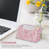 Business Card Holder Stand for Office - Professional Luxury Display with White Crystal Accessories (Pink)