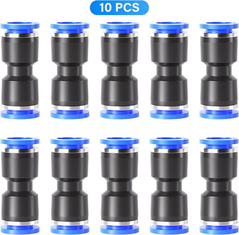 TAILONZ PNEUMATIC Blue Straight 1/8 inch Tube OD Push to Connect Tube Fittings, Pack of 2