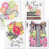 Striped Celebration Birthday Cards - Set of 8 (4 designs), Large 5" x 7" with Envelopes Included