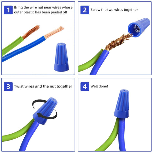 1000 Pcs Blue Wire Connector Nuts, Insulating Insert Twist Electrical Connectors for Quick Connection