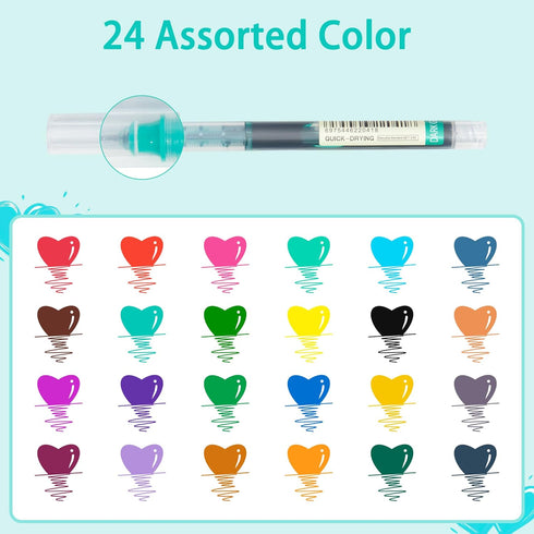 Liquid Ink Rolling Ball Stick Pens, Extra Fine Point (0.5mm) Rollerball Pens, Fine Tip 24-Pack Multicolor Ink Pen for Writing Rollerball Pens