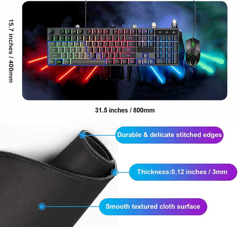 Extra Large Gaming Mouse Pad Custom Mousepad - Non-Slip Rubber Base, Stitched Edges Mouse Mat, Washable Desk Pad