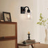 1-Light Mecgirn Black Wall Sconces, Farmhouse Vanity Light Fixtures for Bathroom, Wood Wall Lighting with Clear Glass