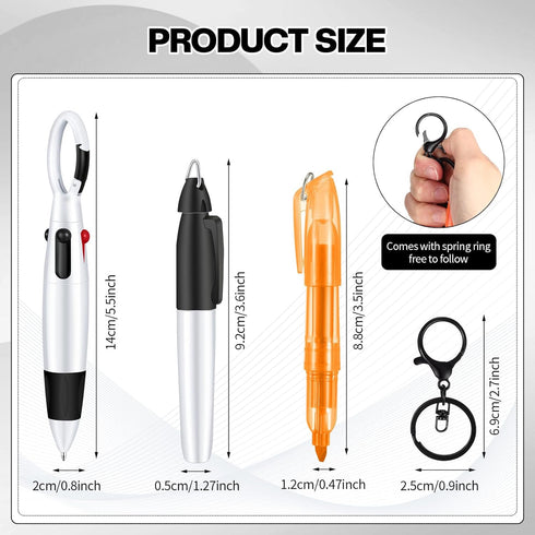 Nurse Pen Set, Include Tip Highlighter Permanent Marker Pen Retractable Ball Pen With Nursing Keychain Clip(Black) by Colarr