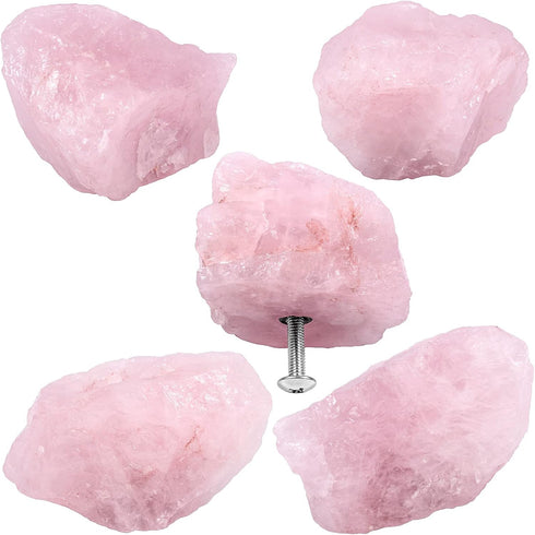 Rockcloud 2 Pack Natural Crystal Stone Cabinet Knobs with Screws for Drawer, Wardrobe, Home Decoration