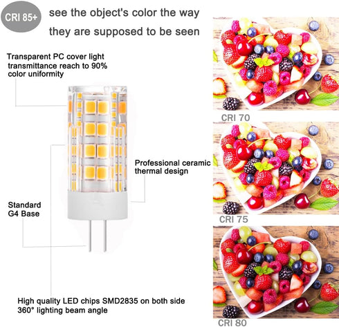 KAKEMONO G4 LED Bulb 4W 2700K Warm White Bi-Pin T3 JC Type 12VAC/DC for Outdoor Landscape Deck Lights, Pack of 6