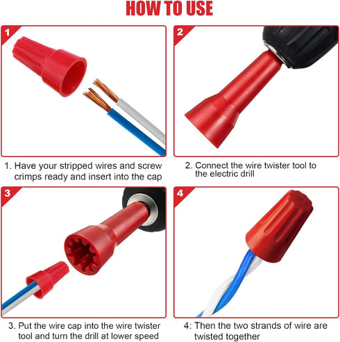 Feekoon Wire Twisting Tool, 3 Way/5 Way Stripping Tool with 1/4" Chuck, Wire Twister Connector