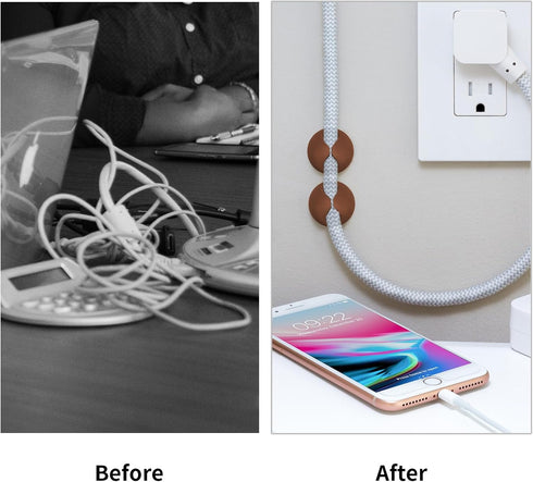 Flezoo 12PCS Cord Holder Cable Clips, Coffee Adhesive Cord Organizer Charger Holder Wire Management Keeper