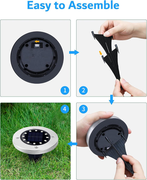 8 Packs, 12 Biling Solar Ground Lights Outdoor LEDs Bright Flat Solar Lights Outdoor Waterproof Solar Powered for Yard