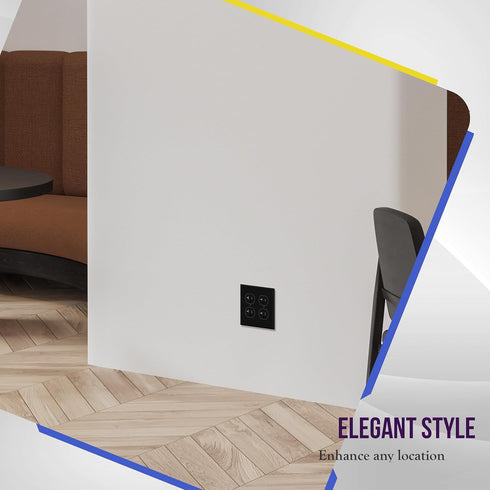 ENERLITES 8822-BK Double Duplex Wall Plate, 2-Gang Electrical Outlet Cover, Black, Unbreakable Polycarbonate
