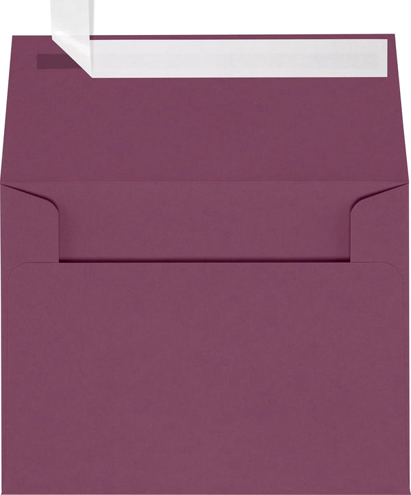 LUXPaper A2 Invitation Envelopes, Peel & Press, 4 3/8" x 5 3/4", Vintage Plum, 80lb. Text, 50 Qty