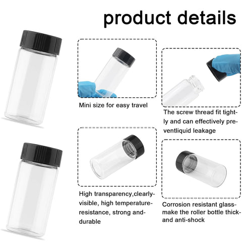 JIUWU 20 Pack 20 ml Clear Glass Vials with Screw Caps, Small Size Storage Bottle for Lab/Travel