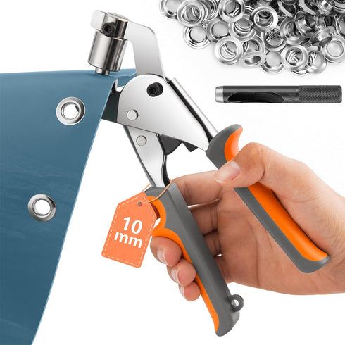 Grommet Tool Kit Eyelet Plier, IMLIKE Handheld Puncher Set with 500pcs 3/8 inch Silver Grommets, Manual Eyelet Kits