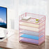 Marbrasse 6 Tier Paper Organizer Letter Tray, Mesh Desk File Organizer with Handle for Letter/A4 Office Files, Pink