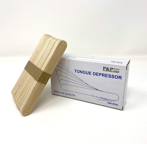 P&P MEDICAL SURGICAL Tongue Depressors, Non Sterile, 6 inch High Grade Natural Birch, 100