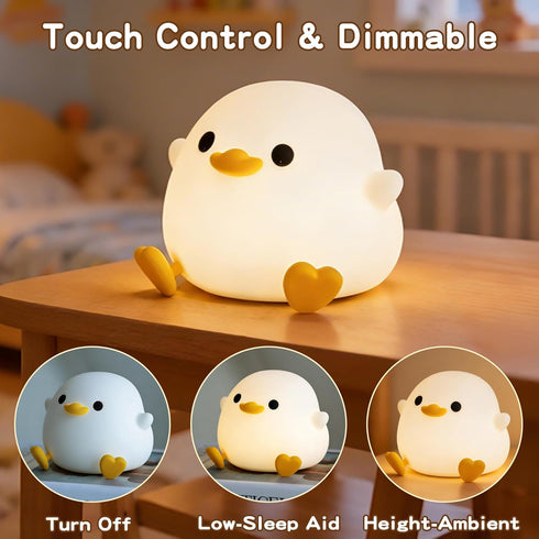 Dimmable FAMIDUO Duck Night Light, Cute DoDo Duck Lamp, Squishy Silicone Bedside Light for Baby Kids Nursery