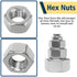 150pcs Kit,4#40 6#32 8#32 10#24 10#32 12#24 1/4-20 5/16-18 3/8-16 1/2-13 Sets,304 SAE Hex Nuts Assortment Hardware Nuts