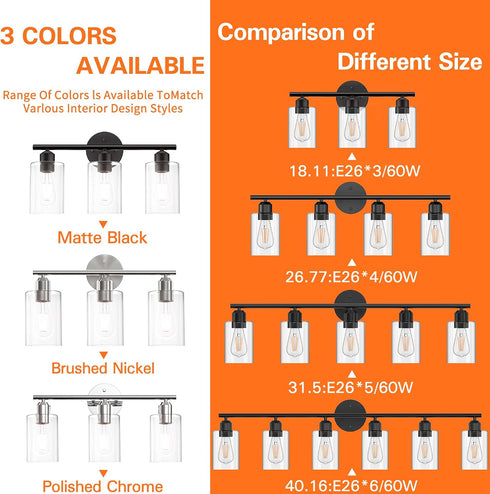 3 Espird Bathroom Vanity Light Fixtures Matte Black Bathroom Lighting Fixture, Lights Bathroom Light Fixture Over
