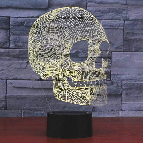 3D 7 Scary Skull Night Light Illusion Lamp, Colors Changing USB Touch Switch Table Lights, Bedroom Halloween Decoration