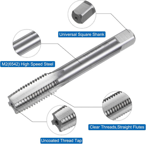 uxcell 2pcs Metric Hand Tap Set, M16 x 2 Taper/Plug Thread Screw Taps, High Speed Steel Tapping Tool Kit