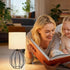 Set 2 Small Table Lamp of Black, Bedside Lamps with Metal Cage & Linen Lampshade, Cute Desk Lamps for Nightstand