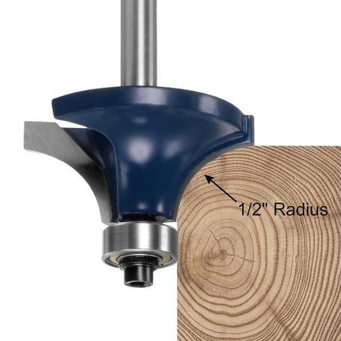 1/4 1" HARFINGTON Roundover Router Bit Shank Radius Carbide Tipped Edge Rounding Over Bit with Bearing Guide