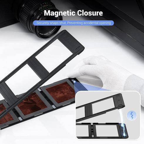 JJC 6x6 Slide Mount Holder, Flip-Through & Magnetic Auto Adsorption Closure, for Film Scanners, Mobile Film Scanner