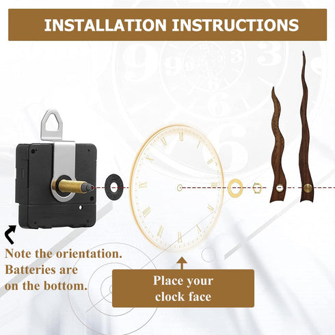 3 Sets Clock Hands and Numerals - CNYMANY Walnut Wood DIY Digital Clock Replacement Parts, Clock Mechanism Kit