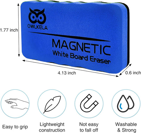 OWLKELA Magnetic Dry Erase Erasers, 8 Pack for Whiteboard Markers, Ideal for Classroom Home Office
