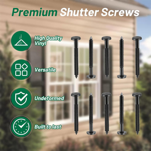 XwaYexa 50-Pack 3 Inch Vinyl Shutter Fasteners, Black Window Shutter Pegs, Peg Lok Pin, Screws & Shutter Spikes Anchors