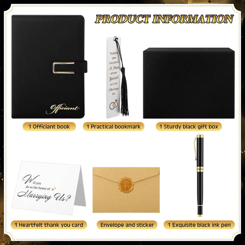 Weekgrat 7 Set Pcs Officiant Gift Includes Leather Hardcover Proposal Officiant Book Black Ink Pen Thank You Card