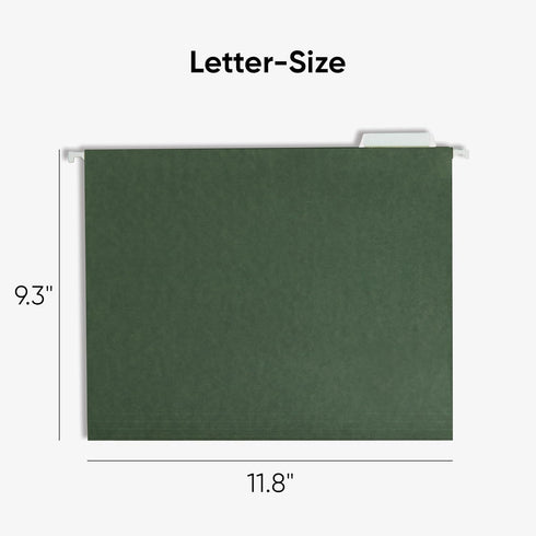 Smead Standard Hanging File Folders, 50 Count, Letter Size, Standard Green, 1/5-Cut Adjustable Tabs (64029)