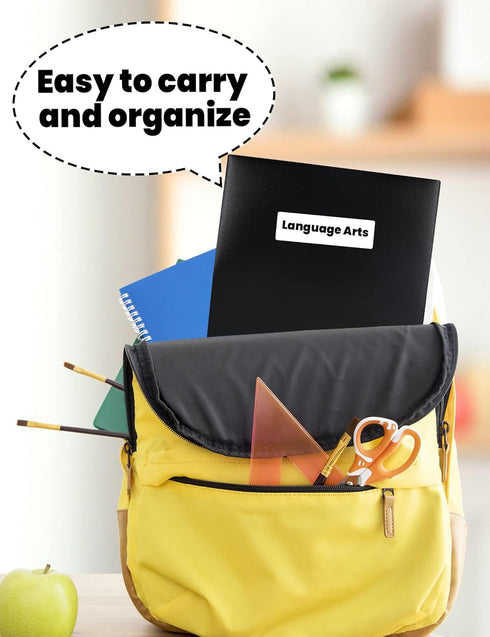 SUNEE 2 Pocket Folders (6 Pack, Black) - Heavy Duty Plastic Two-Pocket Poly Folders for Letter-Size Papers, Bulk for