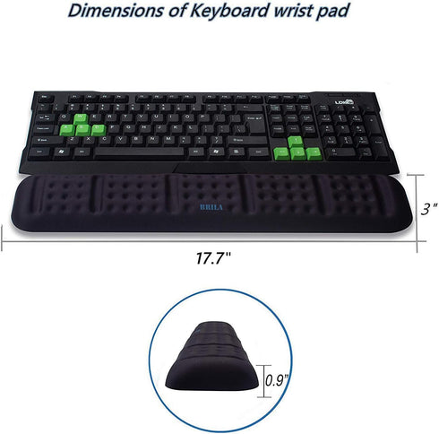 BRILA Ergonomic Keyboard Wrist Rest Support Cushion Pad, Soft Memory Foam Gel Padding for Office Work