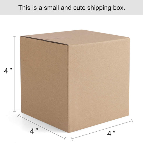 Eupako 4x4x4" Cardboard Box Mailers, 25 Pack Brown Cube Corrugated Shipping Boxes for Mailing