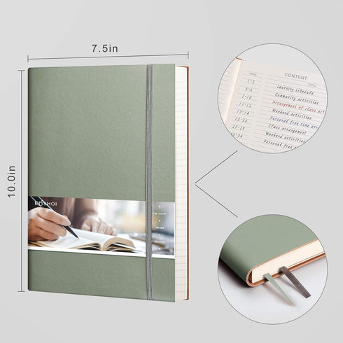 EMSHOI Large B5 Composition Notebook, College Ruled, 204 Pages, Softcover, 7.5"x10", Green, Free Sticky Notes