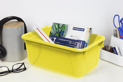 Storex Small Cubby Bins, Pack of 5, 12.2 x 7.8 x 5.1 Inches, Yellow