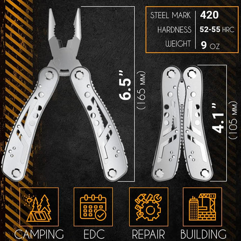 24-in-1 Multitool with Mini Tools, Knife, Pliers, and 11 Bits - All in One Multi Function Gear for Men, Best Multi-tool
