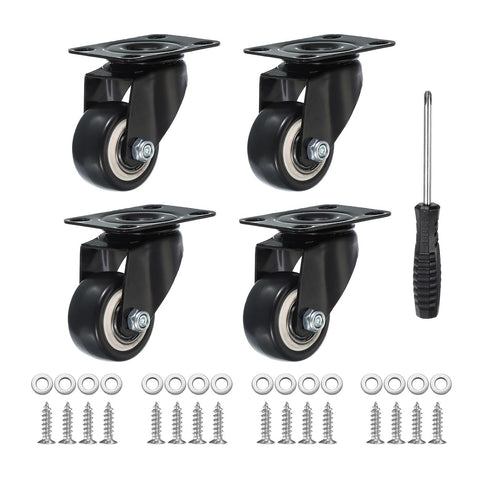 PATIKIL 1.5" Swivel Caster Wheels, 4 Pack Silent Plate Casters Load Capacity