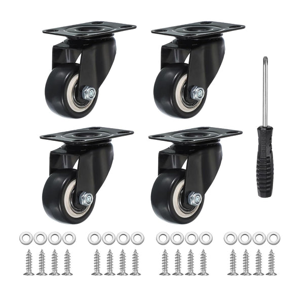PATIKIL 1.5" Swivel Caster Wheels, 4 Pack Silent Plate Casters Load Capacity