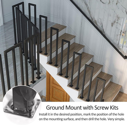 PAUANI 1 Pcs,35CM) Railing Handrails for Indoor Stairs - Balusters, Loft Railing Kit, Industrial Wrought Iron Safety