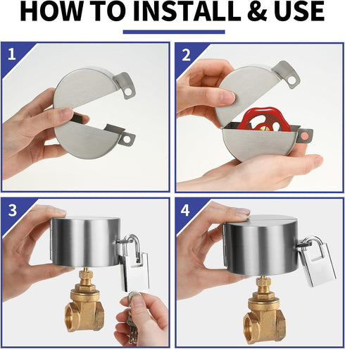 2 Pack 1-1/2 3 Inch Outdoor Faucet Lock, Water Hose Bib Spigot Lock Stainless Steel Cover & Padlock Kits for to Dia