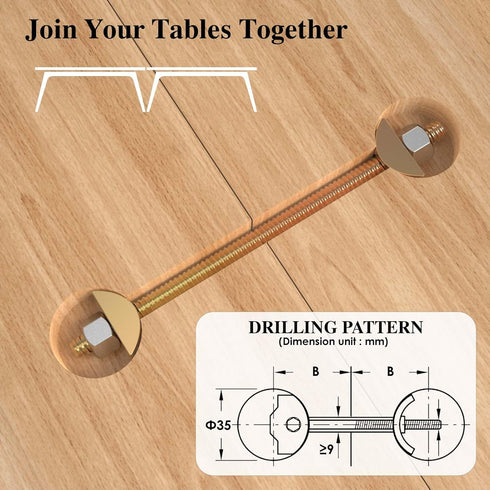 Furniture Fastening Connectors for Secure Countertops, Tables, and Bed Frames with Bolt and Nut Hardware, Metric-M8